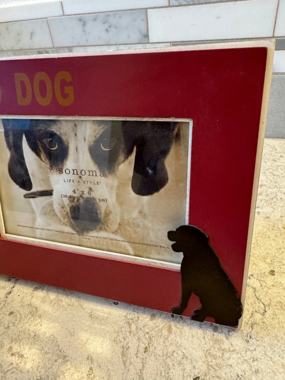 Sonoma Life & Style Dog Picture Frame red metallic design with 